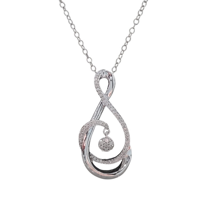TRANSELCO (Z) 925 .18CT  DIAMOND MUSICAL NOTE PENDANT