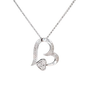 TRANSELCO (Z) 925 .11CT  DIAMOND DOUBLE HEART PENDANT