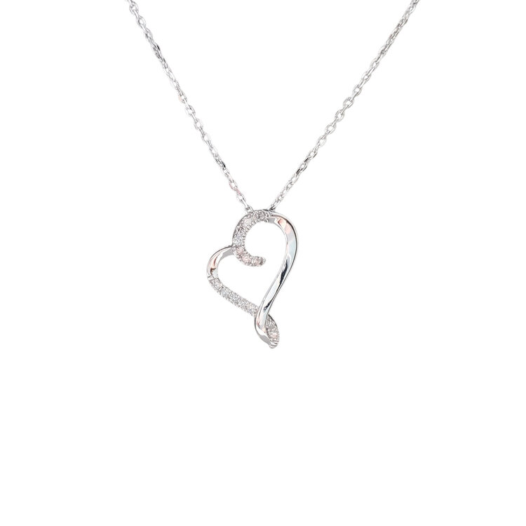 TRANSELCO (Z) 925/RG .12CT  DIAMOND HEART PENDANT