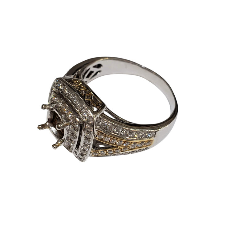 (Y) 14K 1.30CT VS F DIAMOND TWO TONE ENGAGEMENT MOUNTING