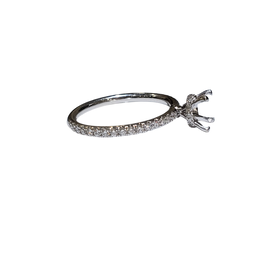 PRIMA NEW YORK (Y) 14K .33CT STRAIGHT LINE DIAMOND HIDDEN HALO ENGAGEMENT SETTING