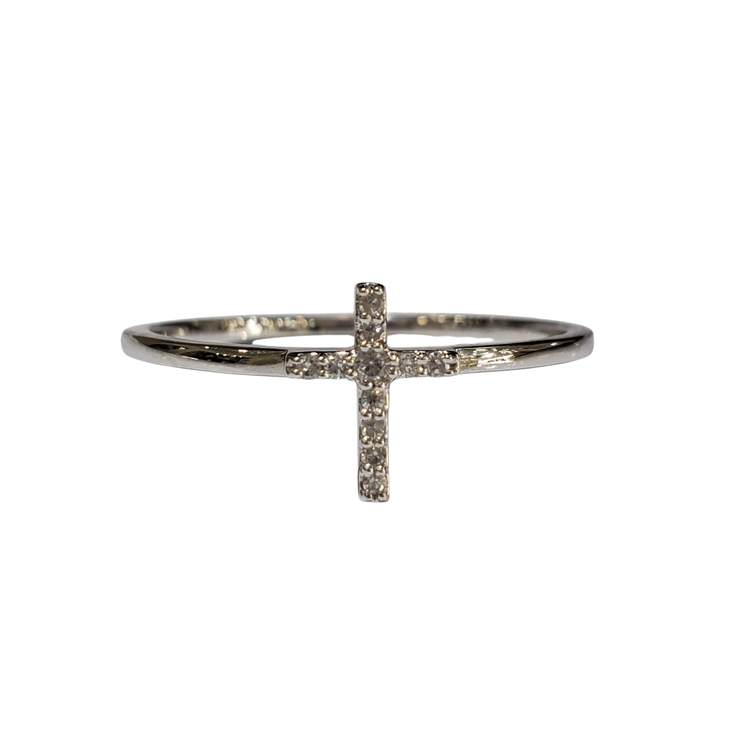 (R) 14K .08CT CROSS FASHION RING
