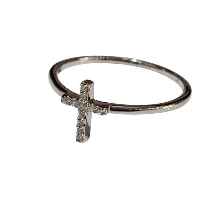 (R) 14K .08CT CROSS FASHION RING