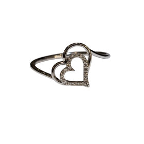 (R) 10K .06CT DOUBLE HEART FASHION RING