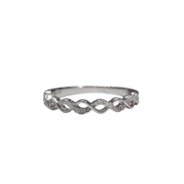 AR CREATIONS (R) 10K .11CT HALF INFINITY TWIST WEDDING BAND