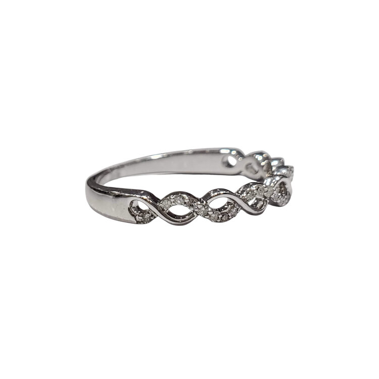 AR CREATIONS (R) 10K .11CT HALF INFINITY TWIST WEDDING BAND