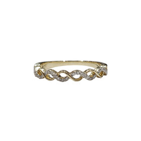 AR CREATIONS (R) 10KY .12CT HALF INFINITY TWIST WEDDING BAND