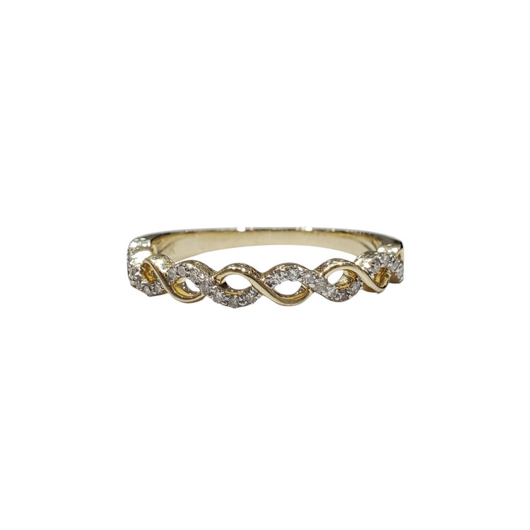 AR CREATIONS (R) 10KY .12CT HALF INFINITY TWIST WEDDING BAND