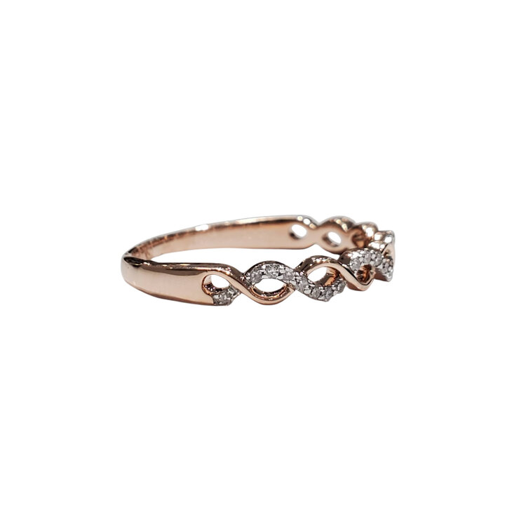 AR CREATIONS (R) 10KR .13CT HALF INFINITY TWIST WEDDING BAND