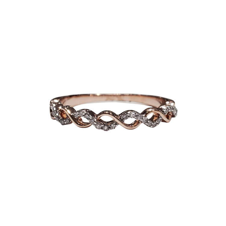 AR CREATIONS (R) 10KR .13CT HALF INFINITY TWIST WEDDING BAND