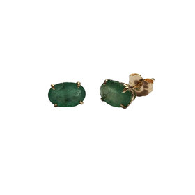 (Z) 14KY EM OVAL CUT FOUR PRONG STUD EARRINGS