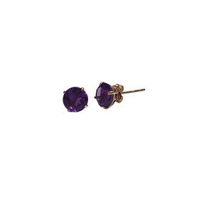 (Z) 14KY AMETHYST 6MM ROUND FOUR PRONG STUDS