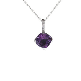 (Z) 10K AMETHYST .01TDW ACCENTED BAIL SOLITARE PENDENT