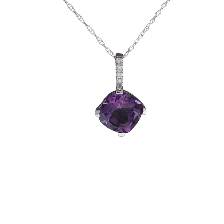 (Z) 10K AMETHYST .01TDW ACCENTED BAIL SOLITARE PENDENT