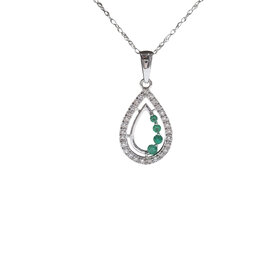 (Z) 10K .11CT ETERNITY PEAR ACCENTED ROUND EMERALD PENDENT