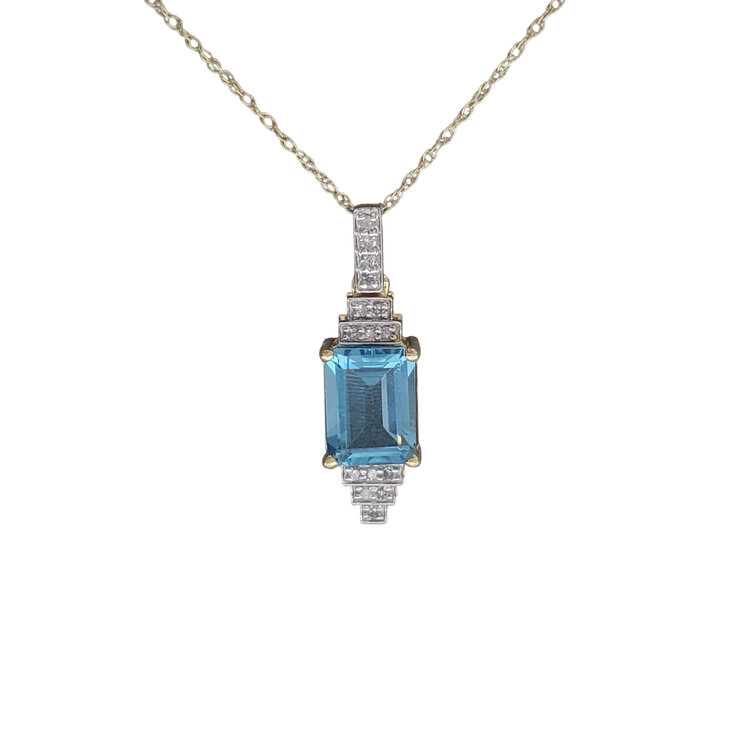 (Z) 10K BLUE TOPAZ .08TDW PENDENT