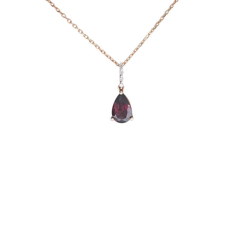 (Z) 10K RHOD GARNET .05TDW DIAMOND ACCENTED BAIL PENDENT