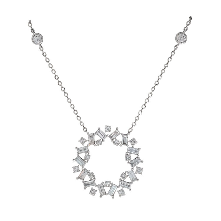 SAVOIA (R) 18K .90CT VS/SI G ETERNITY CIRCLE ROUND/BAGUETTE WITH DIAMONDS BY THE YARD CHAIN