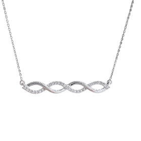(R) 10K .11CT INFINITY TWIST DIAMOND BAR NECKLACE