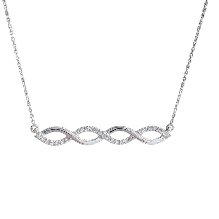(R) 10K .11CT INFINITY TWIST DIAMOND BAR NECKLACE