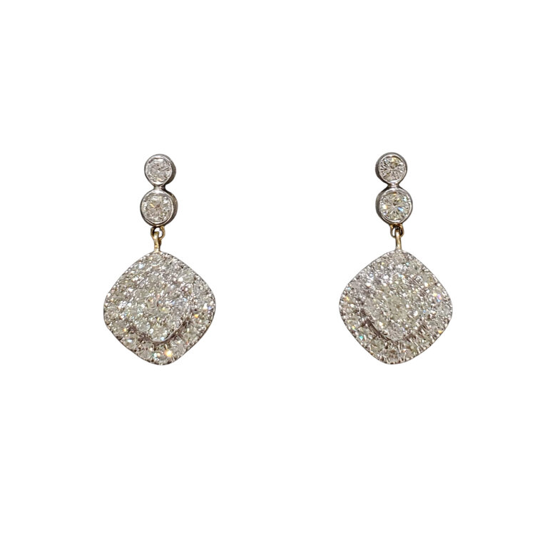 Elegant Jewelry Emporium (R) 14KY .59CT DIAMOND FANCY DROP EARRINGS 2.2GRAMS