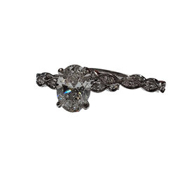 (Y) 14K 2.02CT OVAL CUT LAB GROWN CENTER .35CT DECORATIVE GENUINE DIAMOND MOUNTING