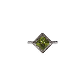 GBC (R) 14K 1.14CT PR PERIDOT .08TDW HALO