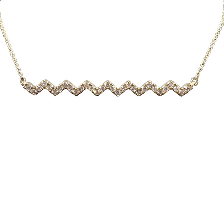 Daniels Jewels Art (R) 14K .40CT TDW HEART BEAT BAR DIAMOND NECKLACE IN YELLOW GOLD