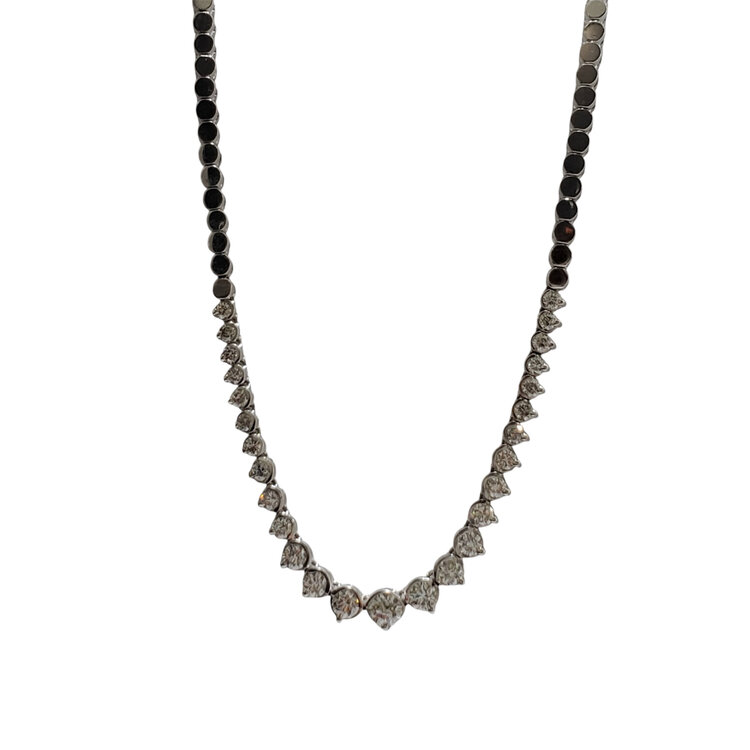 Gemdek (R) 14K 3.25CT GRADUATED DIAMOND TENNIS NECKLACE