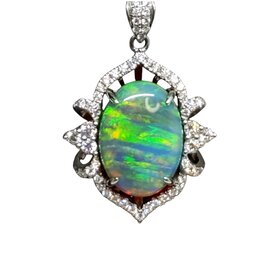 (R) 14K 4.67CT AUSS OPAL .72CT WHT NKL
