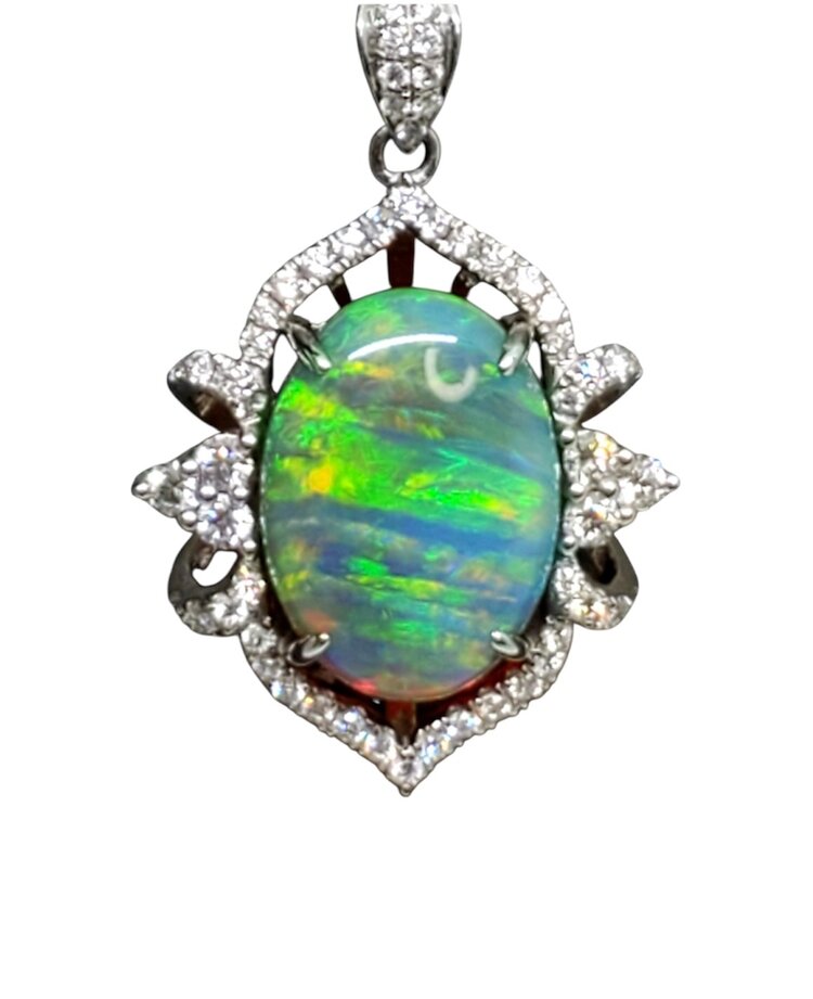 (R) 14K 4.67CT AUSS OPAL .72CT WHT NKL