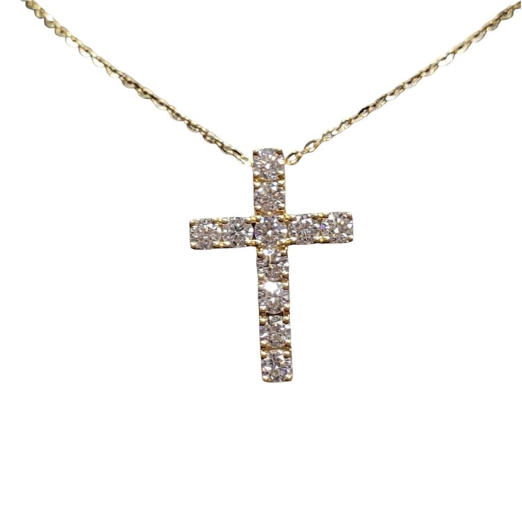Gordon Brothers Company (B) 18K .75CT G VS2 YELLOW GOLD CROSS WITH 11 DIAMONDS