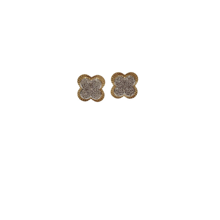 Daniels Jewels Art (R) 14KY .20CT CLOVER DESIGN CLUSTER STUD EARRINGS