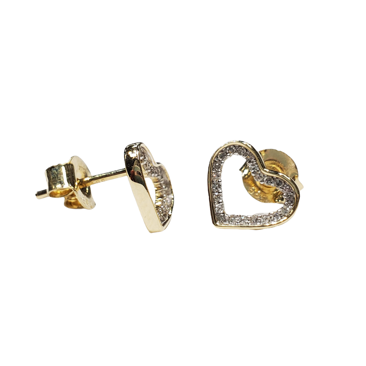 Daniels Jewels Art (R) 14K .13CT TDW YELLOW GOLD HEART DIAMOND EARRINGS