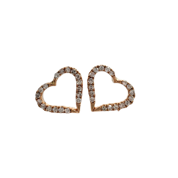 Daniels Jewels Art (R) 14K .13CT TDW HEART ROSE GOLD DIAMOND EARRINGS