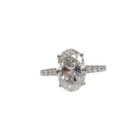DS DESIGN (Z) 14K 3.10CT VS1 E OV .50CT OVAL CUT LAB GROWN DIAMOND CATHEDRAL SOLITAIRE ENGAGEMENT RING LG708567849