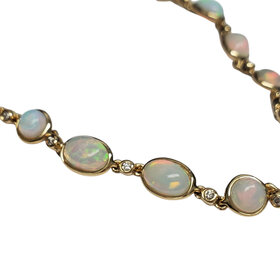PRIMA NEW YORK (Y) 14KY 4.72CT OPAL .10CT DIAMOND BEZELED BRACELET