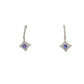 (R) 14K .80CT AAA TANZ .60CT DIAMOND DANGLE EARRINGS