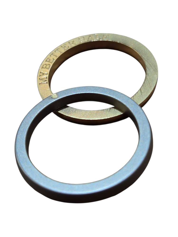 Heavy Stone (Y) 14K & COBALT BAND “ MY BETTER HALF” 2MM COBALT WITH 3MM 14KYELLOW GOLD