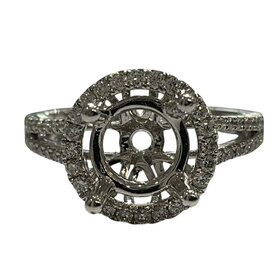 PRIMA NEW YORK (R)14K .42DIA ROUND HALO SPLIT SHANK ENGAGEMENT RING MOUNTING