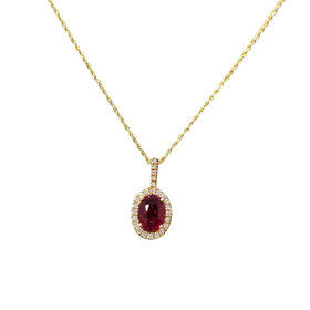 ROMAN + JULES (R) 14K .87RU .10DIA YELLOW GOLD RUBY AND DIAMOND PENDANT
