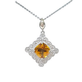 (X) 925 1.20CT CITRINE .01TDW PENDENT
