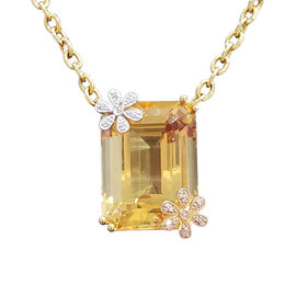 Gemdek M(R) 14K 25.02CIT .12DIA YELLOW GOLD CITRINE EM CUT GAL CERTIFIED #201915314 38 ROUND DIAMONDS 24GRAMS