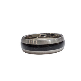 Heavy Stone (R) COBALT 7MM MEGALODON TOOTH SHARD 3MM INLAY MENS BAND