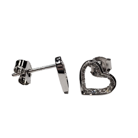 (R) 14K .13CT TDW HEART STUD EARRINGS WITH ROUND DIAMONDS