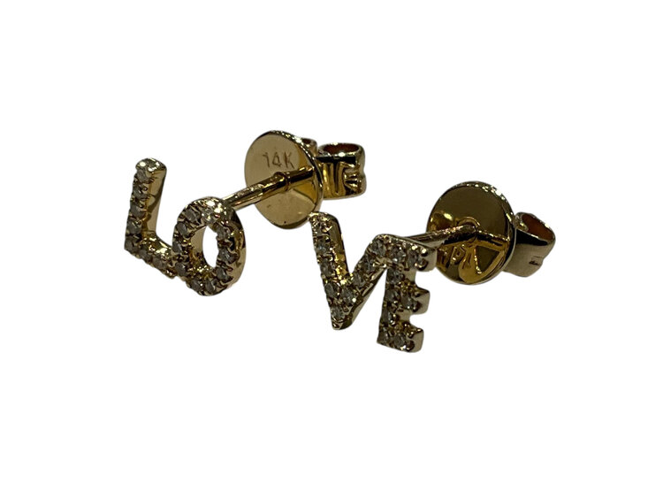 KALLATI (R) 14KY .09CT LOVE STUD EARRINGS