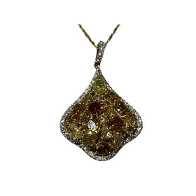 KALLATI (R) 14KY 3.25CT SI FNCY YW/WHT DIAMOND PENDENT