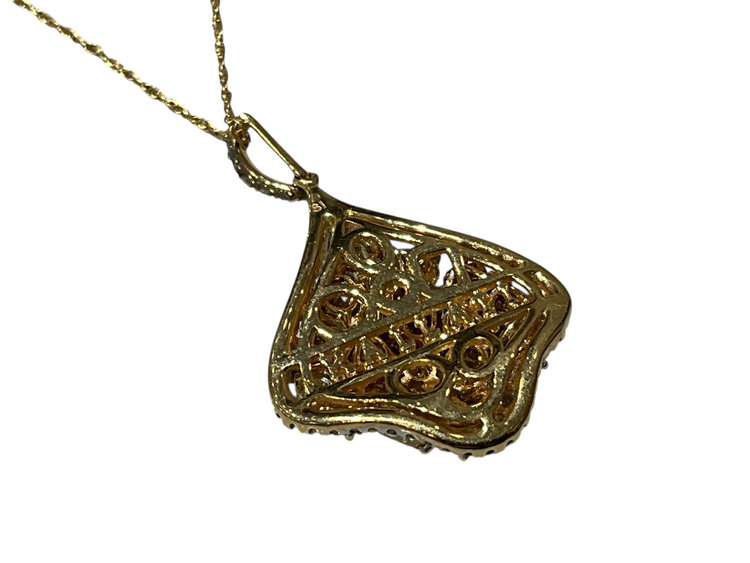 KALLATI (R) 14KY 3.25CT SI FNCY YW/WHT DIAMOND PENDENT