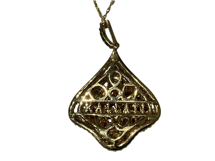 KALLATI (R) 14KY 3.25CT SI FNCY YW/WHT DIAMOND PENDENT