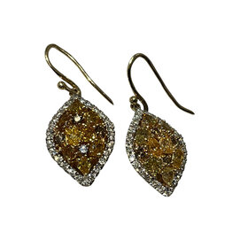 KALLATI (R) 14KY 2.88CT SI FNCY YW/WHT DIAMOND CLUSTER DANGLE EARRINGS